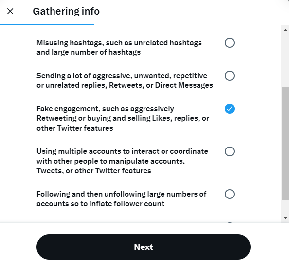 report a bot account