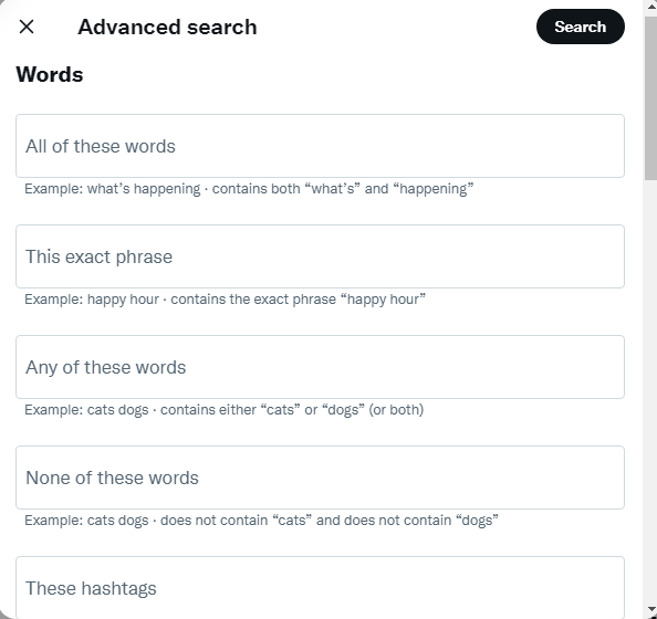 Make combination of your words to benefit from Twitter advanced search.