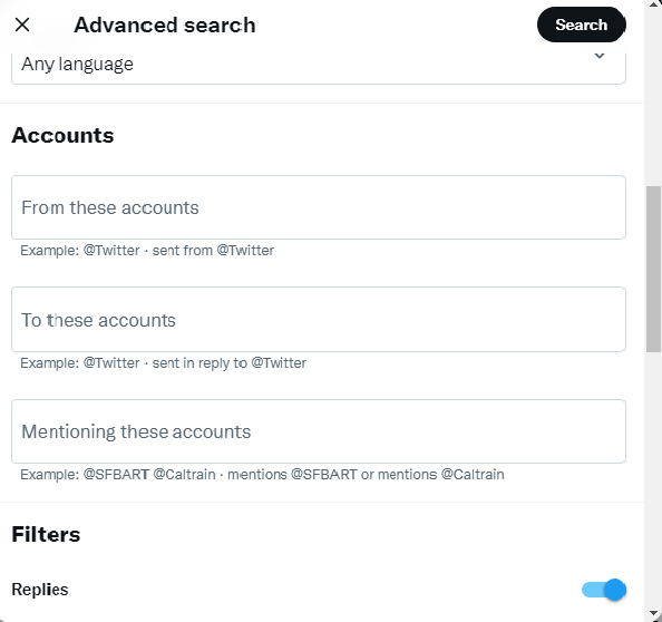 Look for a tweet from any account. using Twitter advanced search.